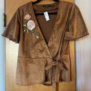 Blu Pepper Brown Wrap Top